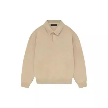 Мужские трикотажные рубашки-поло Fear of God Essentials золотистого цвета с вереском коричневого цвета 192BT232183F S