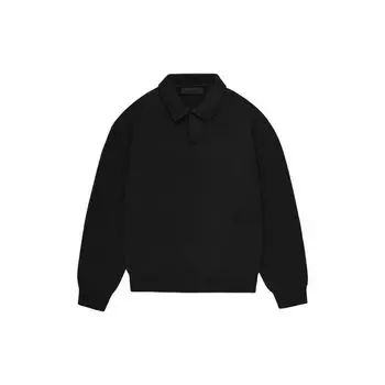 Мужские трикотажные рубашки-поло Fear of God Essentials темно-черного цвета 192BT232180F M
