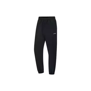 Мужские трикотажные спортивные брюки с манжетами и логотипом Li Ning, черные AYKU061-1 M