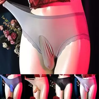 Мужские трусики из ледяного шелка, молочного шелка, один размер, бесшовные Ball Pouch