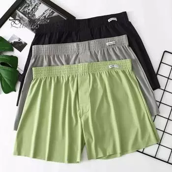 Мужские трусики, летние свободные крутые боксеры из мягкой дышащей ткани, эластичный пояс, быстросохнущие однотонные пижамные штаны M озеро синий