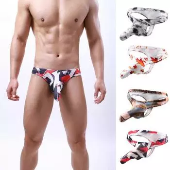 Мужские трусики-стринги Эластичные Влагоотводящие Тонкие Дышащие Стринги Антисептические Мультяшный Принт Слон XL