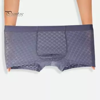 Мужские трусы-боксеры, эластичные, средней посадки, однотонные, облегающие, дышащие, плавные линии, трусы, повседневная одежда L чёрный