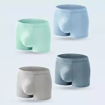 Мужские трусы-боксеры, эластичные, средней посадки, U-образные, однотонные, дышащие, гладкие линии XL циан