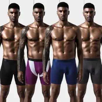 Мужские трусы-боксеры больших размеров, бесшовные трусики, сетчатое дышащее нижнее белье, спортивные трусы, мужское нижнее белье L-3XL L чёрный