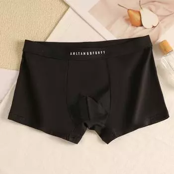 Мужские трусы-боксеры, двухслойные, U-образные, с большим пространством, с высокой эластичностью, однотонные шорты-трусы L коричневый