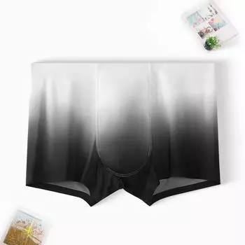 Мужские трусы-боксеры, дышащие, из ледяного шелка, U-образные, с градиентным рисунком, бесшовные трусы, повседневная одежда XXXL синий