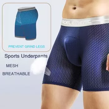 Мужские трусы-боксеры, дышащие сетчатые трусы из ледяного шелка со средней талией, нижнее белье больших размеров L чёрный