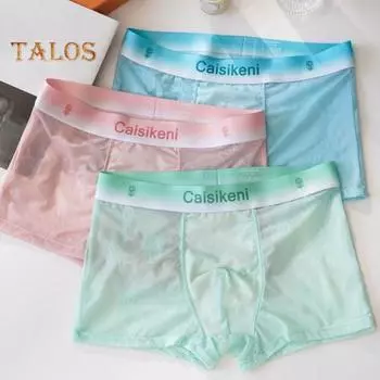 Мужские трусы-боксеры, дышащие, сексуальные, сетчатые трусы с хлопковой промежностью, эластичные, тонкие, мужские трусы для повседневной носки XL синий