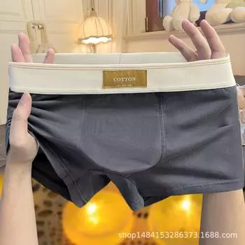 Мужские трусы-боксеры из чистого хлопка: Дышащее спортивное нижнее белье для мальчиков и молодежи, модные шорты на осень/зиму M