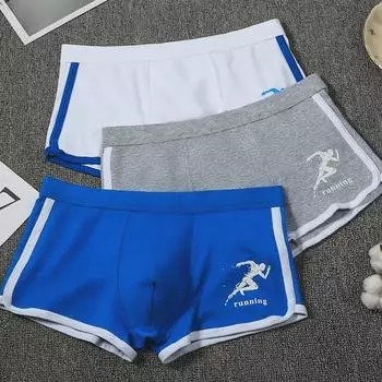 Мужские трусы-боксеры из чистого хлопка с принтом — дышащее, удобное, тонкое летнее спортивное белье для мальчиков и молодежи хизер серый