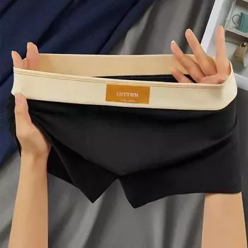 Мужские трусы-боксеры из чистого хлопка - Свободные, Большого размера, Со средней посадкой, Четырехугольные L for 100-120 lbs