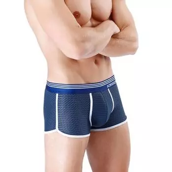 Мужские трусы-боксеры из ледяной шелковой сетки, сотовая сетка, тонкая часть дышащих шорт с четырьмя углами, голова L белый