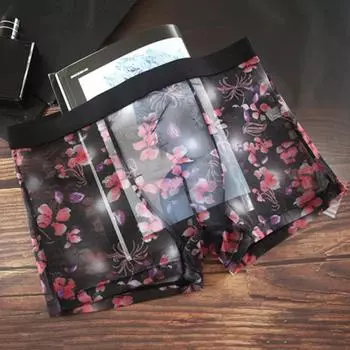 Мужские трусы-боксеры из прозрачной сетки для мужчин, сексуальное прозрачное нижнее белье, ультратонкие прозрачные трусы-боксеры из эластичной сетчатой пряжи XL