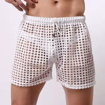 Мужские трусы-боксеры из прозрачной сетки, свободные, сетчатые, полые, для отдыха S