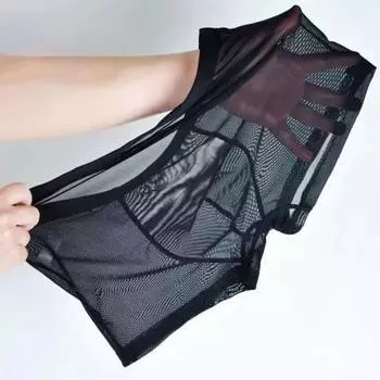 Мужские трусы-боксеры, летние ультратонкие сетчатые шорты-трусы средней посадки, U-образные сексуальные трусики XL