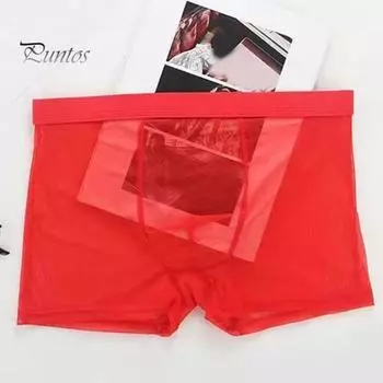 Мужские трусы-боксеры, летние ультратонкие сетчатые шорты-трусы средней посадки, U-образные сексуальные трусики 2XL