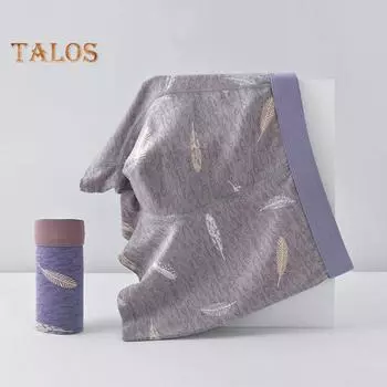 Мужские трусы-боксеры облегающего кроя с высокой эластичностью и принтом перьев, дышащие гладкие U-образные эластичные трусы со средней талией XL темно-серого