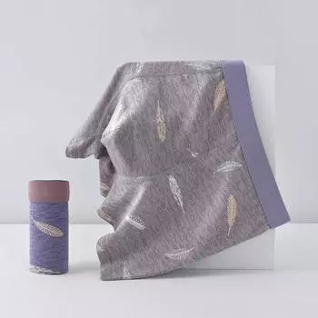 Мужские трусы-боксеры облегающие, высокоэластичные, с принтом перьев, шорты-трусы дышащие XL фиолетовый