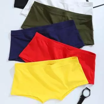 Мужские трусы-боксеры, однотонные, дышащие, эластичные, U-образные, с плоским углом, трусы-боксеры Главная M красный