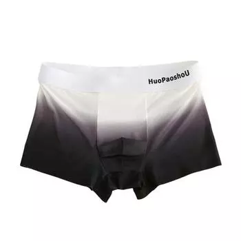 Мужские трусы-боксеры с буквенным принтом и градиентным принтом, шорты из ледяного шелка, нижнее белье с U-выпуклым дизайном, приталенные, высокие XL чёрный