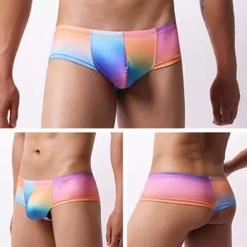 Мужские трусы-боксеры с низкой талией, U-образные, облегающие шорты, нижнее белье, цветной принт, высокоэластичные, дышащие шорты, нижнее белье M