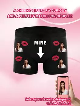 Мужские трусы-боксеры с рисунком в виде губ, эластичное, мягкое, удобное, персонализированное нижнее белье, идеальный подарок для парня/мужа S чёрный