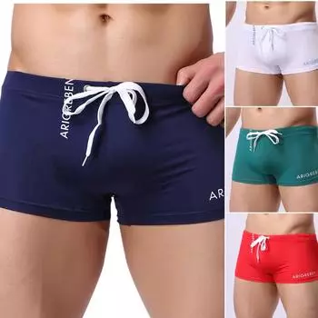 Мужские трусы-боксеры, шорты для плавания на шнурке S синий