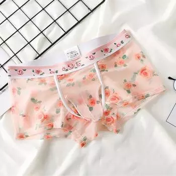 Мужские трусы-боксеры со средней посадкой и фруктовым принтом, U-выпуклые шорты, нижнее белье, дизайн с носом слона, сексуальные спортивные трусы с 3D вырезом L чёрный