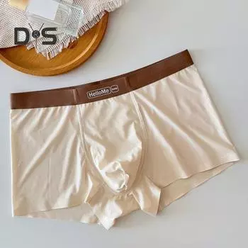 Мужские трусы-боксеры со средней посадкой и эластичным поясом с буквенным принтом, нижнее белье-боксеры U-выпуклые шорты контрастного цвета, трусики L абрикосовый