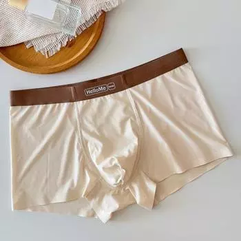 Мужские трусы-боксеры со средней посадкой и эластичным поясом с буквенным принтом, нижнее белье-боксеры U-выпуклые шорты контрастного цвета, трусики L абрикосовый