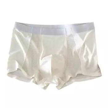 Мужские трусы-боксеры средней посадки с эластичным поясом, дышащие сетчатые шорты, нижнее белье, однотонные, U-образные XL белый