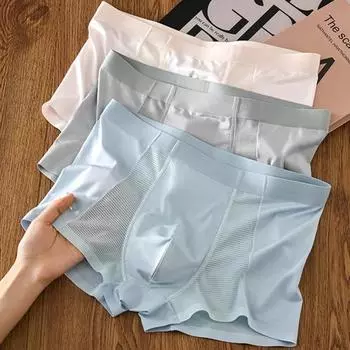 Мужские трусы-боксеры средней посадки с эластичным поясом, дышащие сетчатые шорты, нижнее белье, однотонные, U-образные, облегающие шорты-боксеры L серый