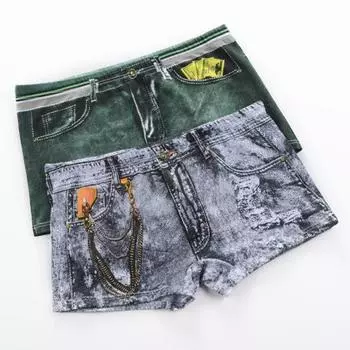 Мужские трусы-боксеры средней посадки с имитацией 3D-принта, шорты с принтом, трусы L серый