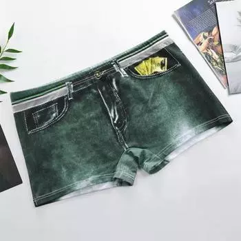 Мужские трусы-боксеры средней посадки с имитацией 3D-принта, шорты с принтом, трусы XXL темно-зеленого