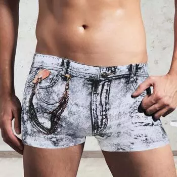 Мужские трусы-боксеры средней посадки с имитацией 3D-принта, шорты с принтом, эластичные бандажи, U-образные трусы L темно-зеленого