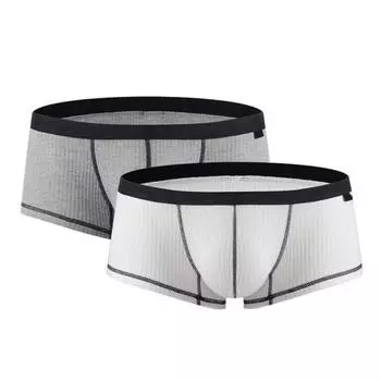 Мужские трусы-боксеры средней талии U-образные ребристые шорты трусы дышащие эластичные удобные трусы M белый