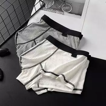 Мужские трусы-боксеры средней талии U-образные ребристые шорты трусы дышащие эластичные удобные трусы M серый