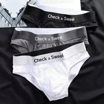 Мужские трусы-брифы Slim Fit с высокой эластичностью в горошек, с низкой посадкой, эластичным поясом, дышащее, гладкое нижнее белье L белый