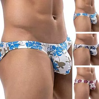 Мужские трусы, дышащие, моющиеся, не скатываются, высокая эластичность, с низкой талией, повседневная одежда, ультра мягкие мужские трусы с цветочным принтом, мужская одежда 2XL синий