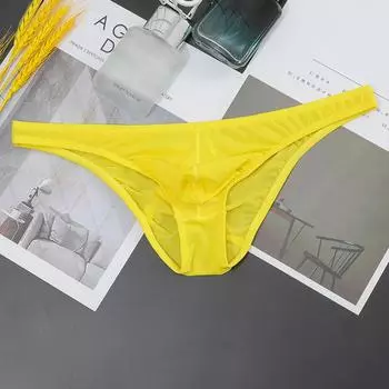 Мужские трусы из ледяного шелка, ультратонкое нижнее белье с низкой талией, U-выпуклые однотонные эластичные дышащие трусики, повседневная одежда L