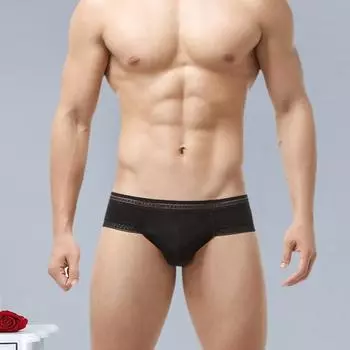 Мужские трусы, однотонные трусы из ледяного шелка с низкой посадкой, U-выпуклые, большое пространство, не плотное нижнее белье, ультратонкие трусики L серый