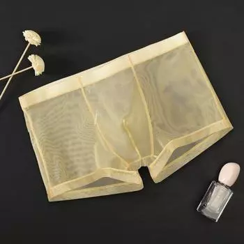 Мужские трусы, однотонные внутри, износостойкие модные сетчатые боксеры, прозрачное нижнее белье для взрослых 3XL
