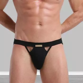 Мужские трусы с низкой посадкой, эластичный пояс, влагоотводящие полые U-выпуклые однотонные трусики-стринги с подъемом бедер, цветные трусы L