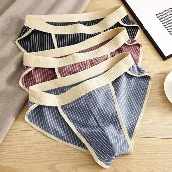 Мужские трусы с низкой посадкой, эластичным поясом, облегающие, с 3D-дизайном, полосатым принтом, мягкие L темно-серого