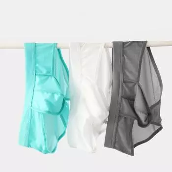 Мужские трусы с низкой посадкой, однотонные, облегающие, 3D U-образные, дышащая сетка, лед L