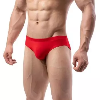 Мужские трусы с низкой посадкой, трехмерные, U-образные, однотонные, дышащие, удобные трусы 3XL красный