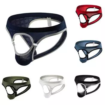 Мужские трусы с открытыми пучками, сексуальной сеткой и дышащие мужские трусы со скрытым передним отверстием L