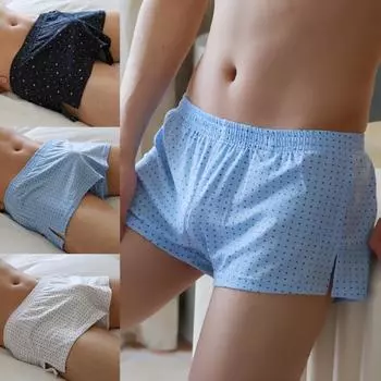 Мужские трусы с широким поясом и принтом Soutong, удобные свободные трусы-боксеры с эластичной резинкой на талии, домашняя одежда M синий