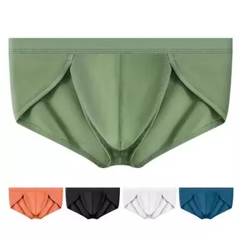 Мужские трусы с высокой эластичностью, облегающие, однотонные, дышащие, гладкие, с заниженной талией, нижнее белье для повседневной носки M